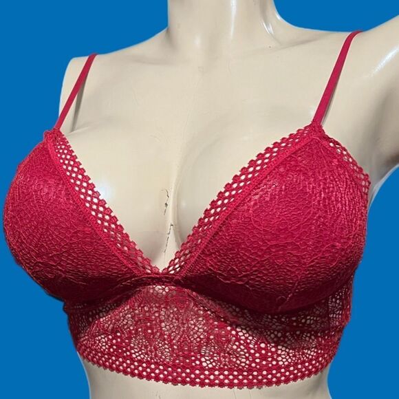 Victoria’s Secret crochet Lace Lightly Lined Wire free long bralette bra Large - Picture 3 of 9